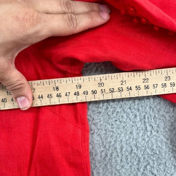 J Crew Women's Embroidered Knot Linen Long Sleeve in Red size 6 - Picture 6 of 12